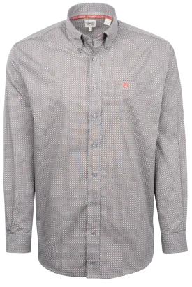 Cinch Grid Print Button-Front Shirt - Gray