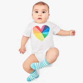 Clearance short sleeve babysuit in prism heart