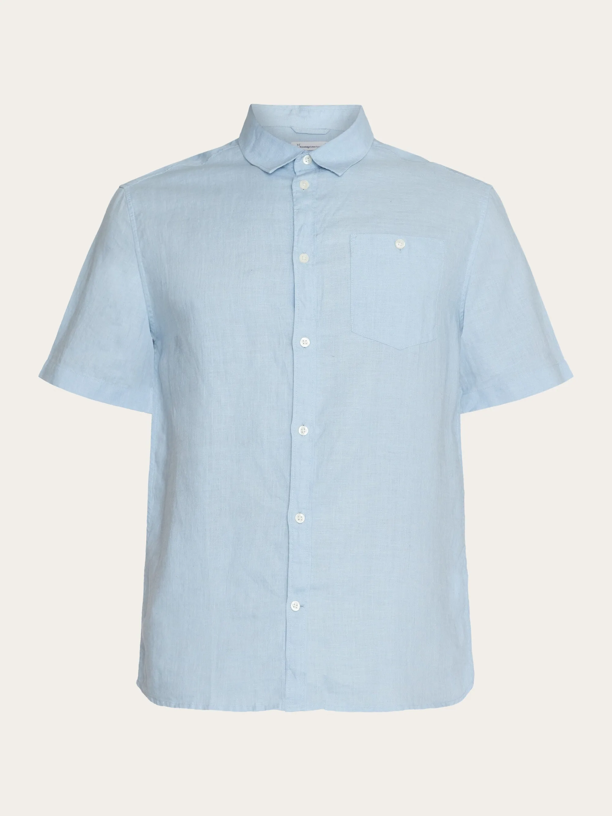 Custom fit linen short sleeve shirt - Asley Blue