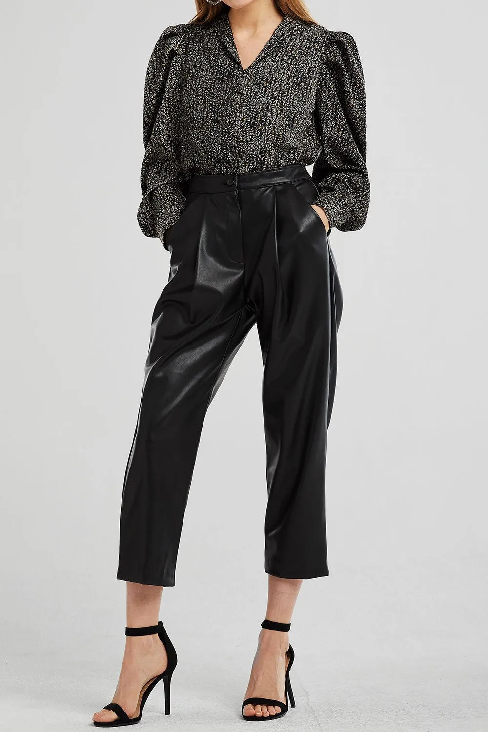 Delilah Pleather Pintuck Pants