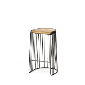 Seagram Bar Counter Stool Brown Wood | Black Metal | Bar