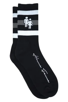 Trademark Socks Black With White and Grey Stripes